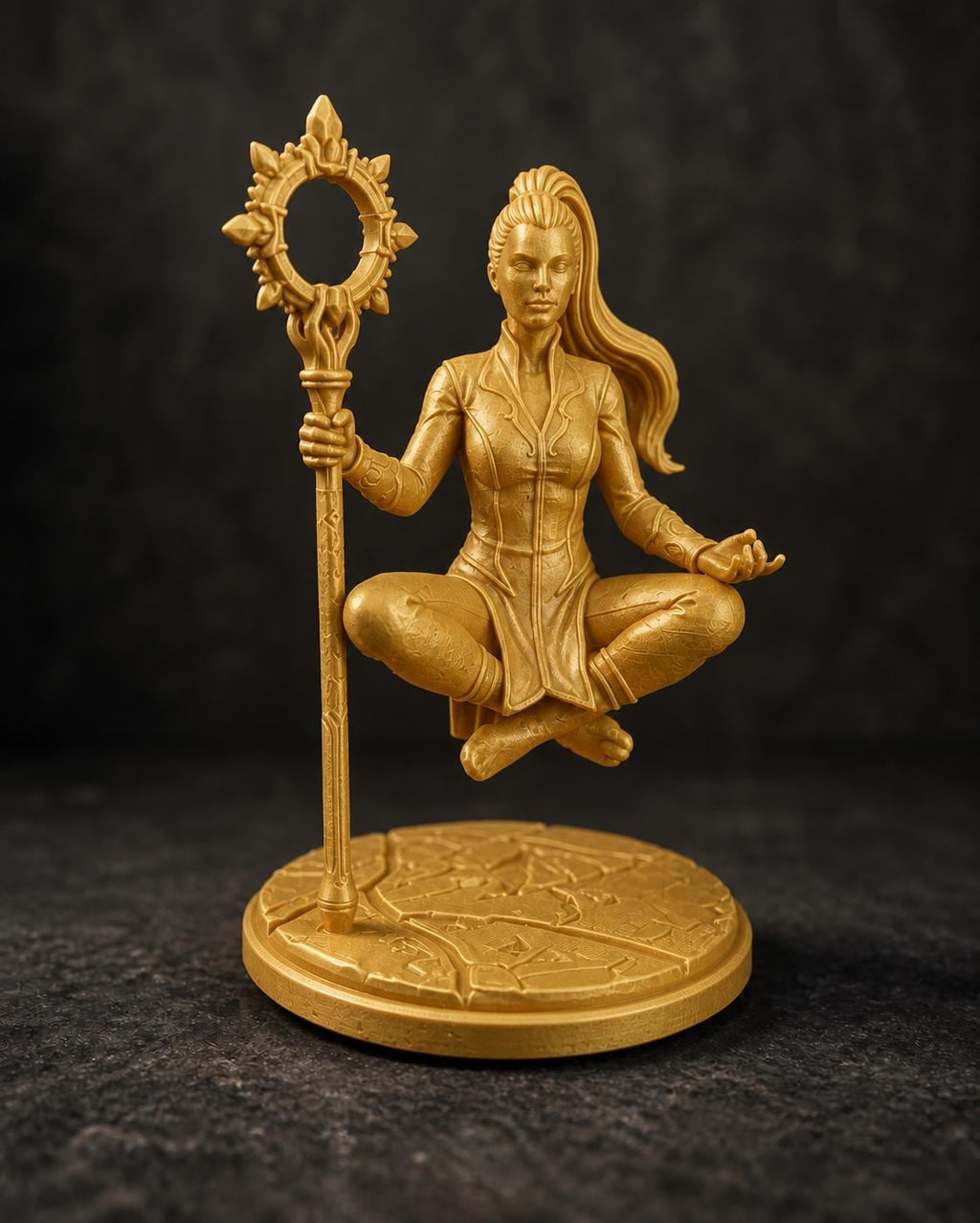Schwebende Magierin mit Portalstab – Fantasy Skulptur | handbemalt oder gedruckt | Made in Germany FehnFactory