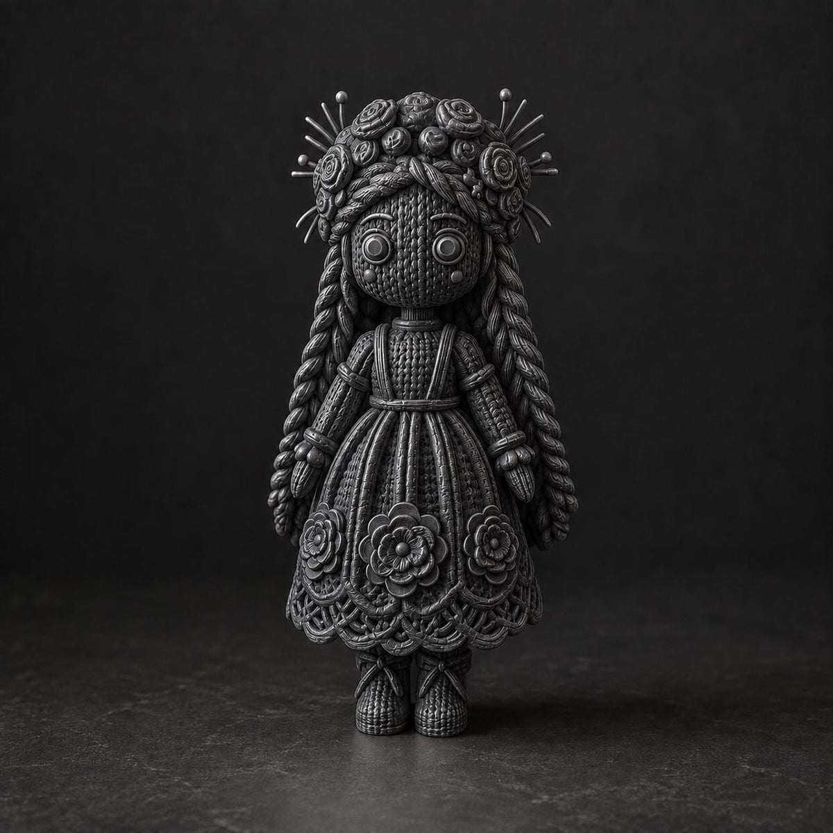 Blumenfigur in Strickoptik – florale Deko-Skulptur | handbemalt oder gedruckt | Made in Germany FehnFactory