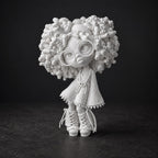 Modefigur mit Locken und Brille in Strickoptik – Deko-Skulptur | handbemalt oder gedruckt | Made in Germany FehnFactory