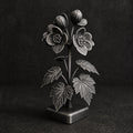 Begonienzweig mit Blüten und Knospen – florale Skulptur auf Sockel | handbemalt oder gedruckt | Made in Germany FehnFactory