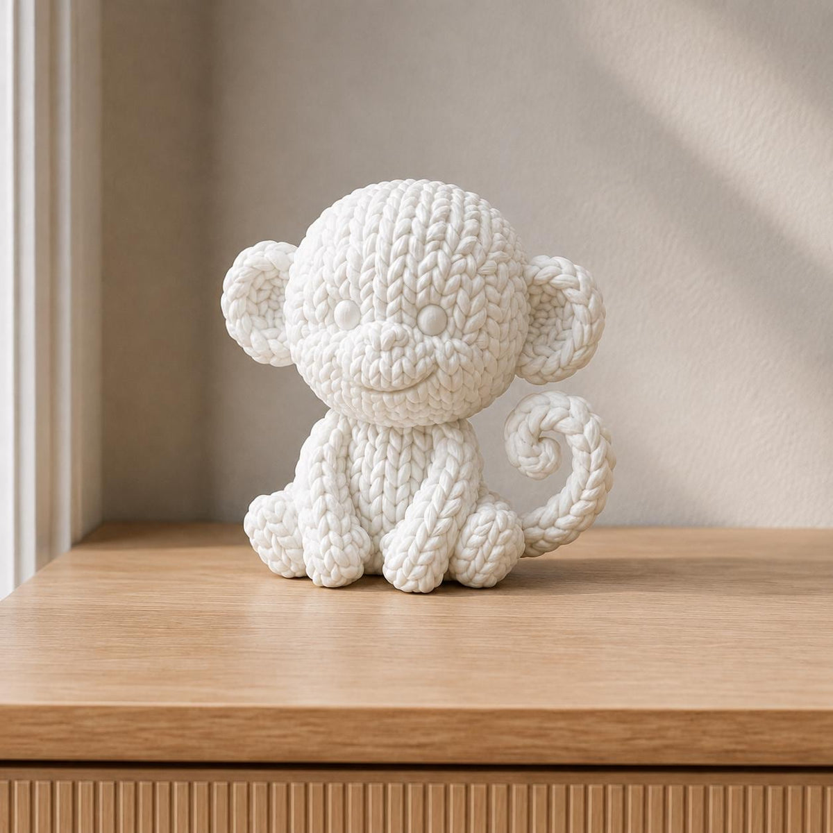Sitzender Affe in Strickoptik | Tierfigur handbemalt oder gedruckt | Made in Germany FehnFactory