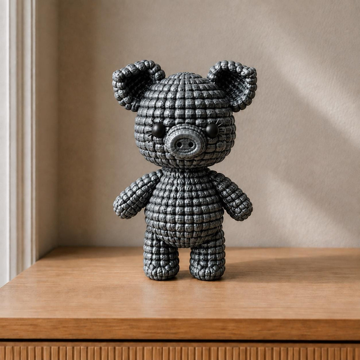 Stehendes Schweinchen in Strickoptik | Tierfigur handbemalt oder gedruckt | Made in Germany FehnFactory
