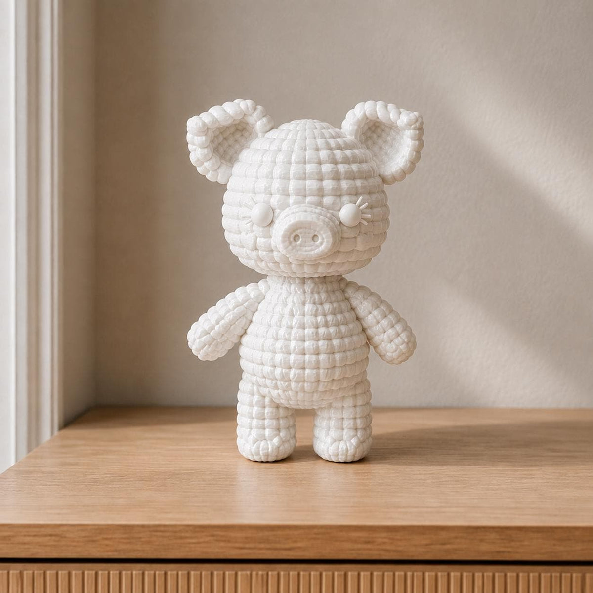 Stehendes Schweinchen in Strickoptik | Tierfigur handbemalt oder gedruckt | Made in Germany FehnFactory