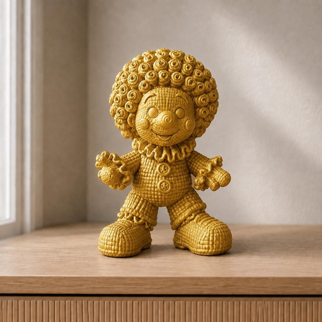 Freundlicher Clown in Strickoptik | Zirkusfigur handbemalt oder gedruckt | Made in Germany FehnFactory