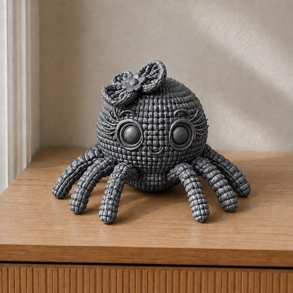 Spinnen-Oktopus mit Schleife in Strickoptik | Tierfigur handbemalt oder gedruckt | Made in Germany FehnFactory