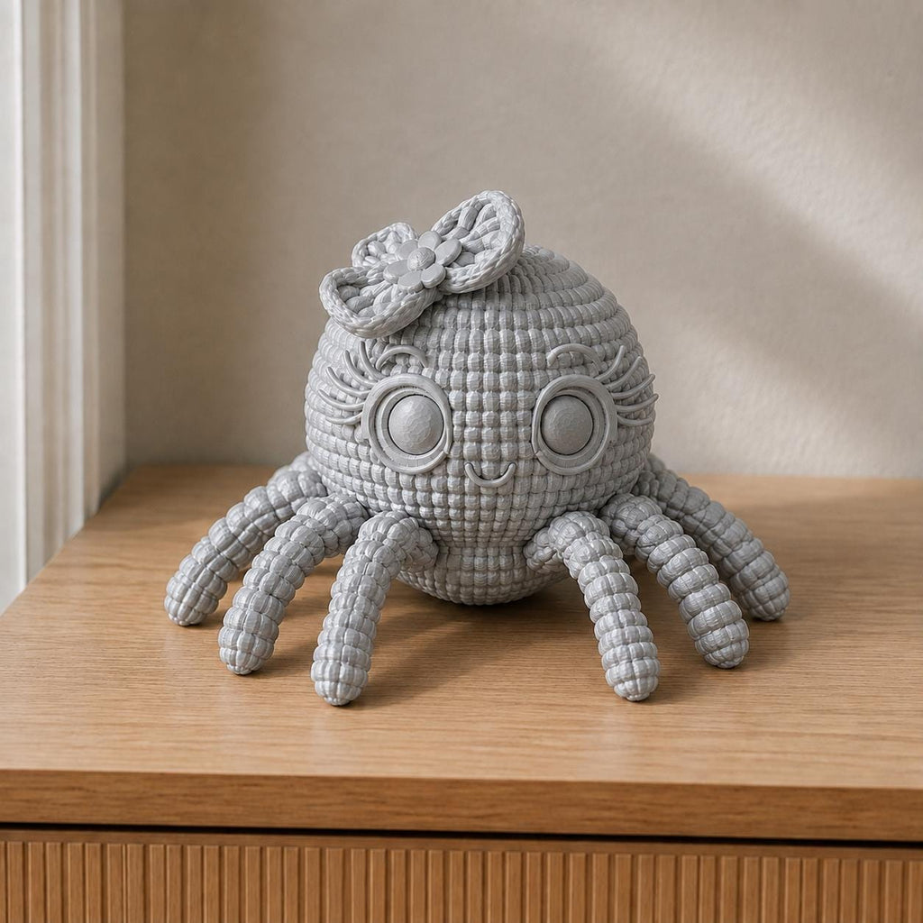 Spinnen-Oktopus mit Schleife in Strickoptik | Tierfigur handbemalt oder gedruckt | Made in Germany FehnFactory
