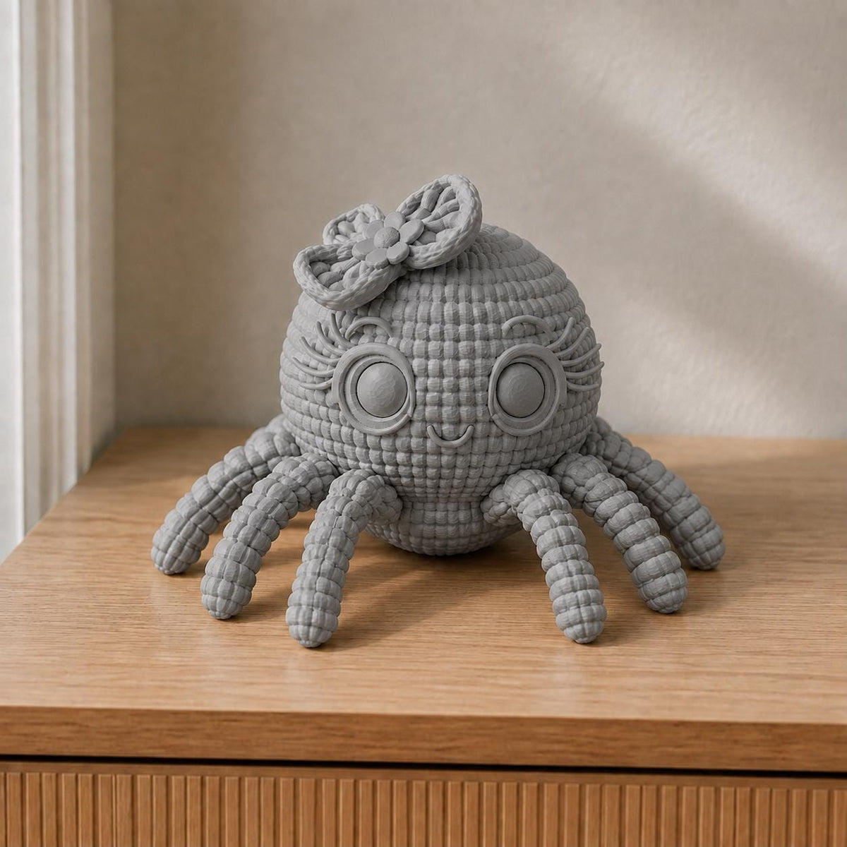 Spinnen-Oktopus mit Schleife in Strickoptik | Tierfigur handbemalt oder gedruckt | Made in Germany FehnFactory