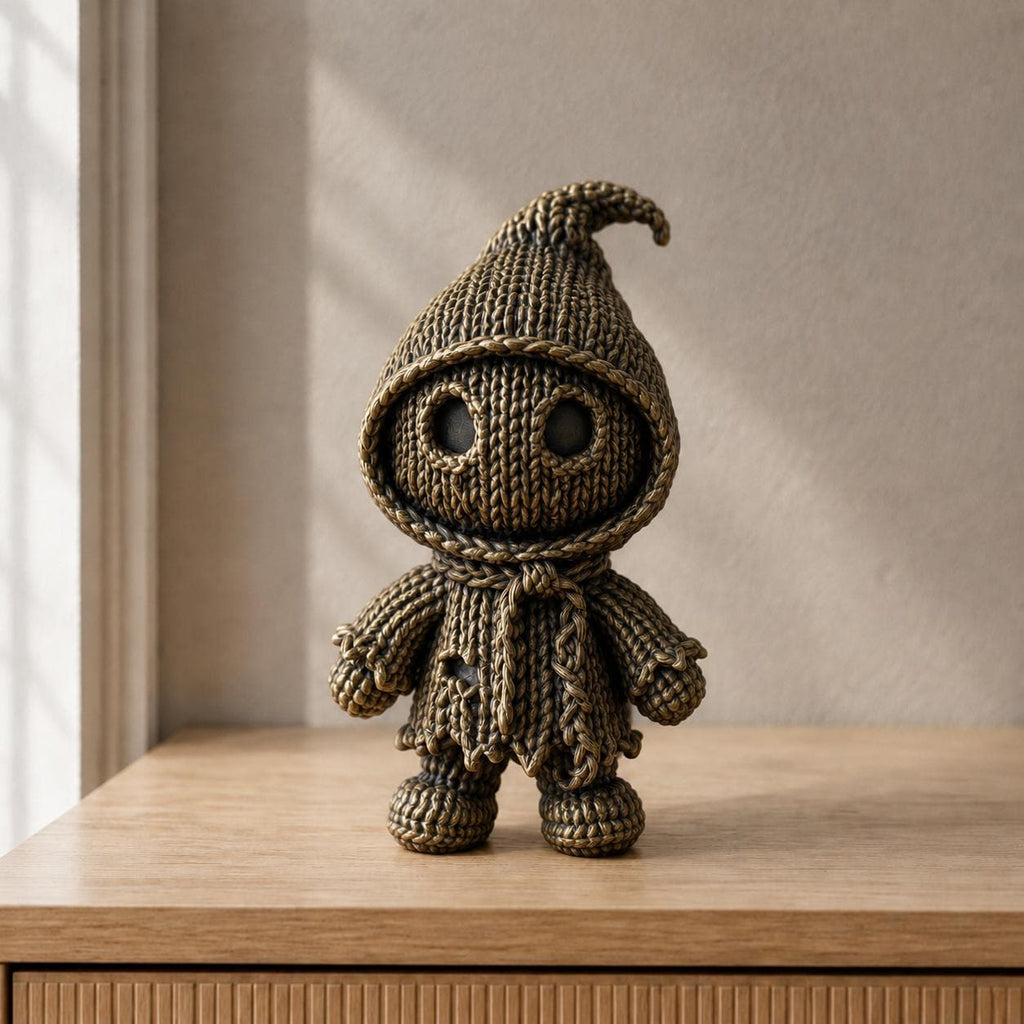 Verhüllte Schattenfigur in Strickoptik | Gothic-Deko handbemalt oder gedruckt | Made in Germany FehnFactory