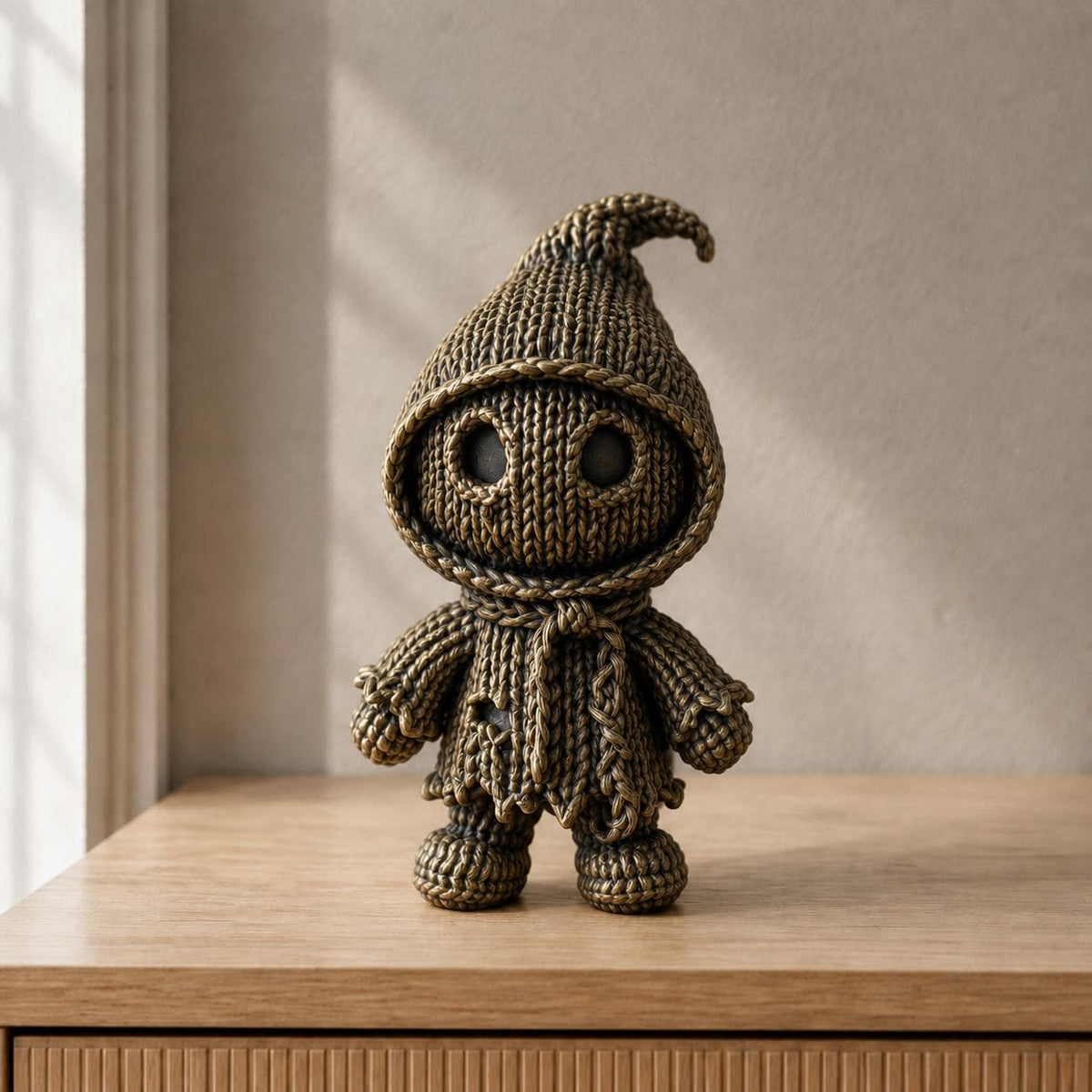 Verhüllte Schattenfigur in Strickoptik | Gothic-Deko handbemalt oder gedruckt | Made in Germany FehnFactory