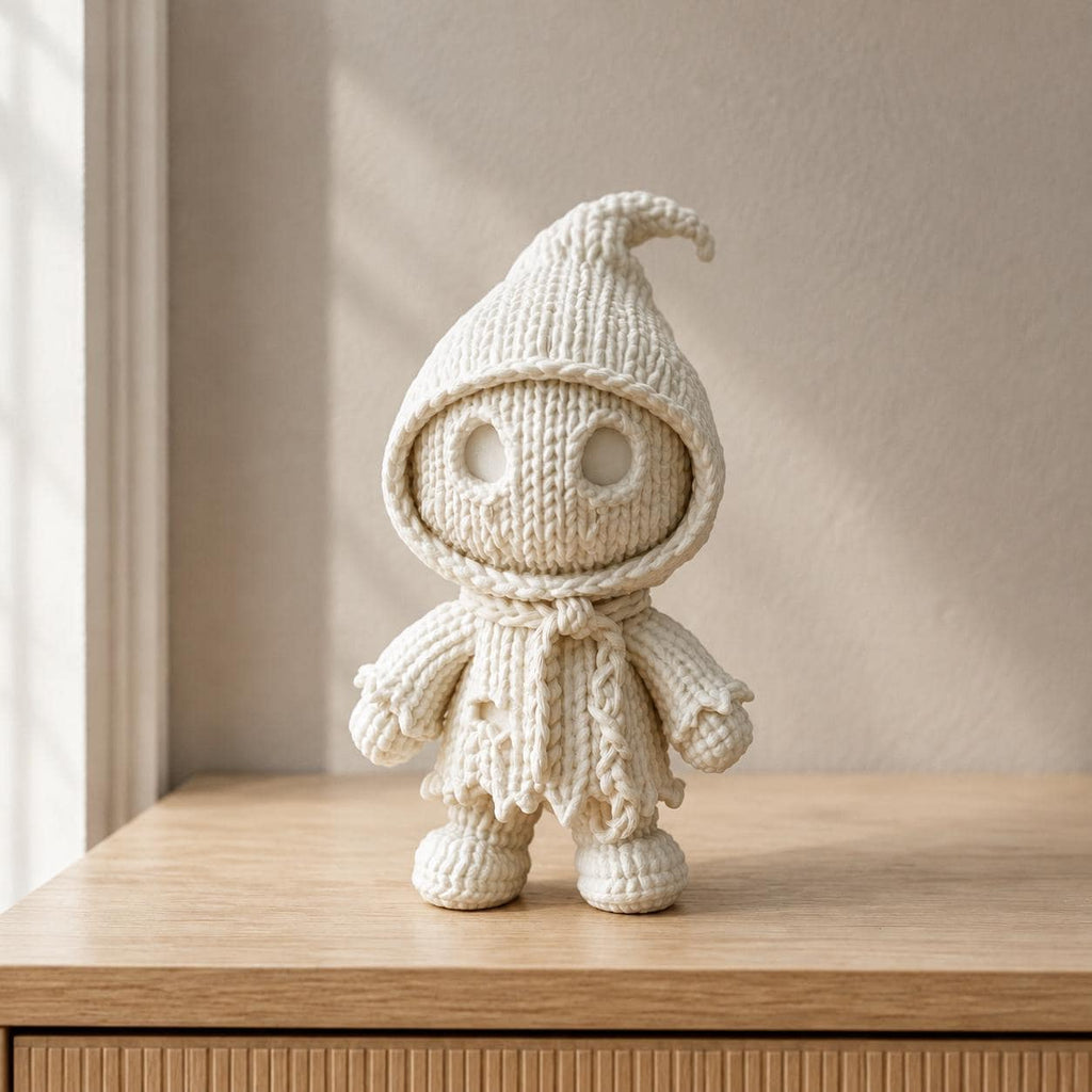 Verhüllte Schattenfigur in Strickoptik | Gothic-Deko handbemalt oder gedruckt | Made in Germany FehnFactory