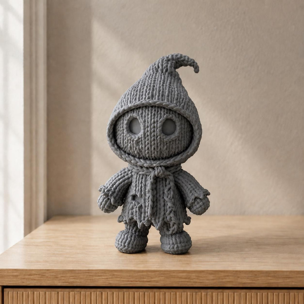 Verhüllte Schattenfigur in Strickoptik | Gothic-Deko handbemalt oder gedruckt | Made in Germany FehnFactory