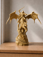 Drachenreiter auf geflügeltem Drachen | Fantasy-Skulptur handbemalt oder gedruckt | Made in Germany FehnFactory
