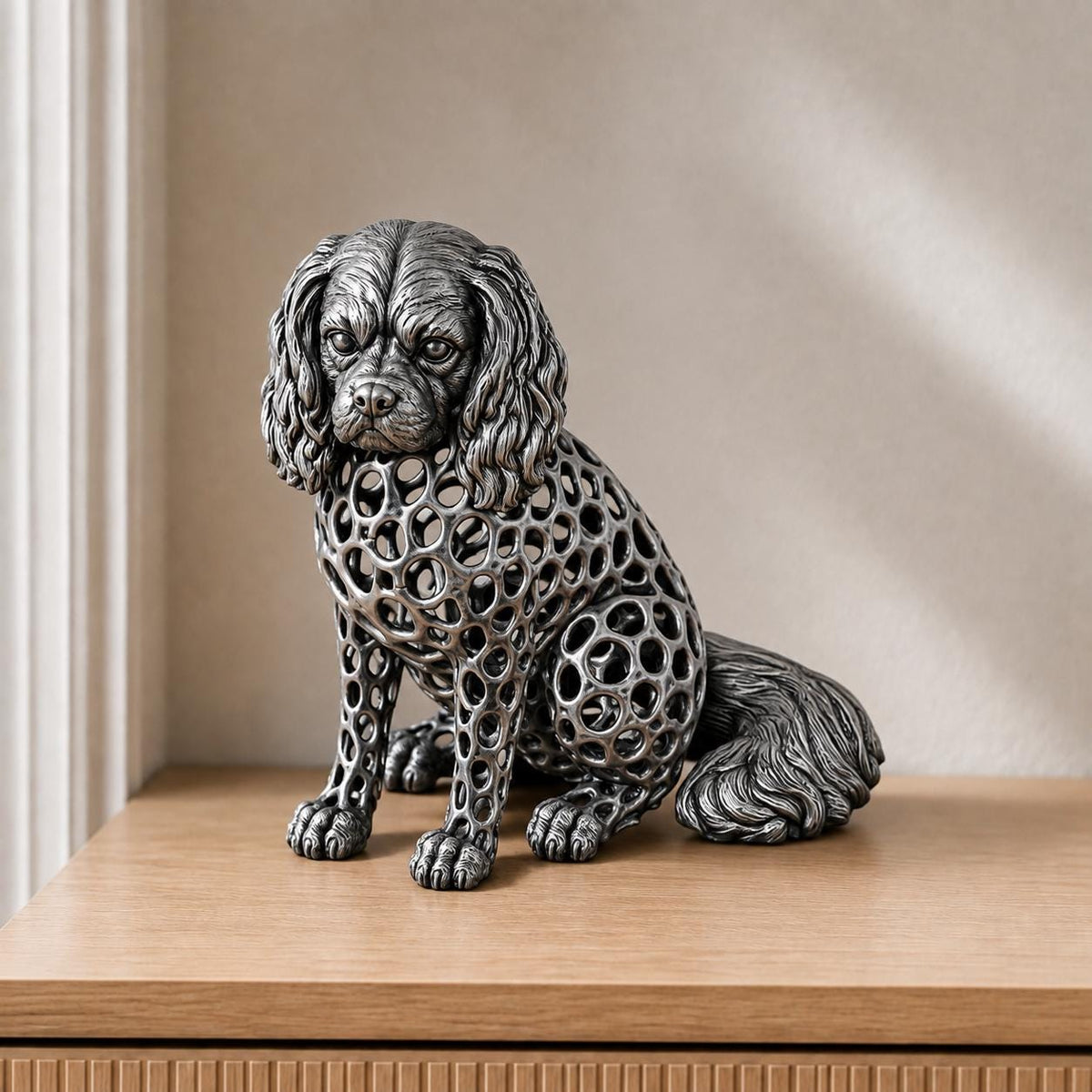 Cavalier King Charles Spaniel in Voronoi-Optik – Hundeskulptur | Made in Germany FehnFactory