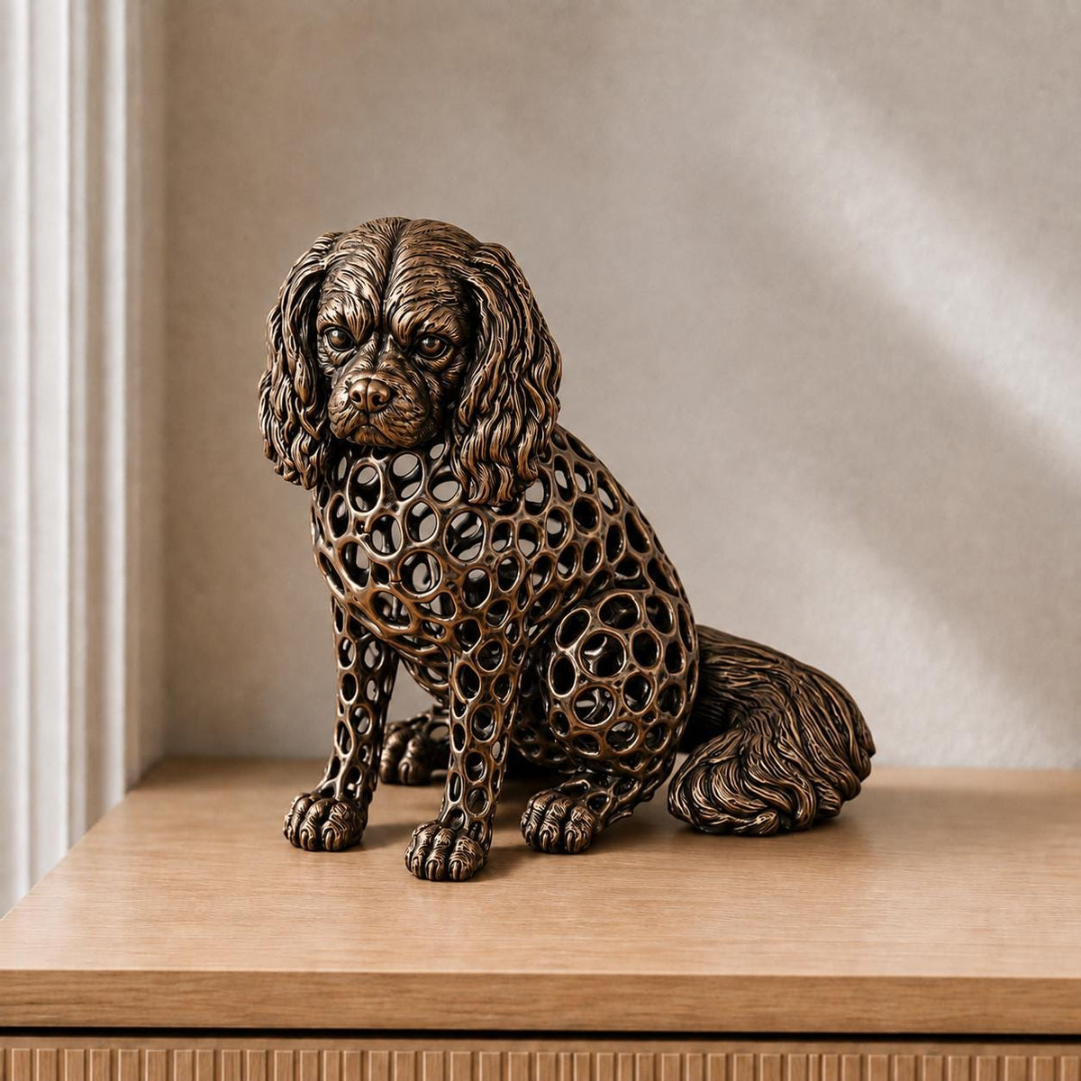 Cavalier King Charles Spaniel in Voronoi-Optik – Hundeskulptur | Made in Germany FehnFactory