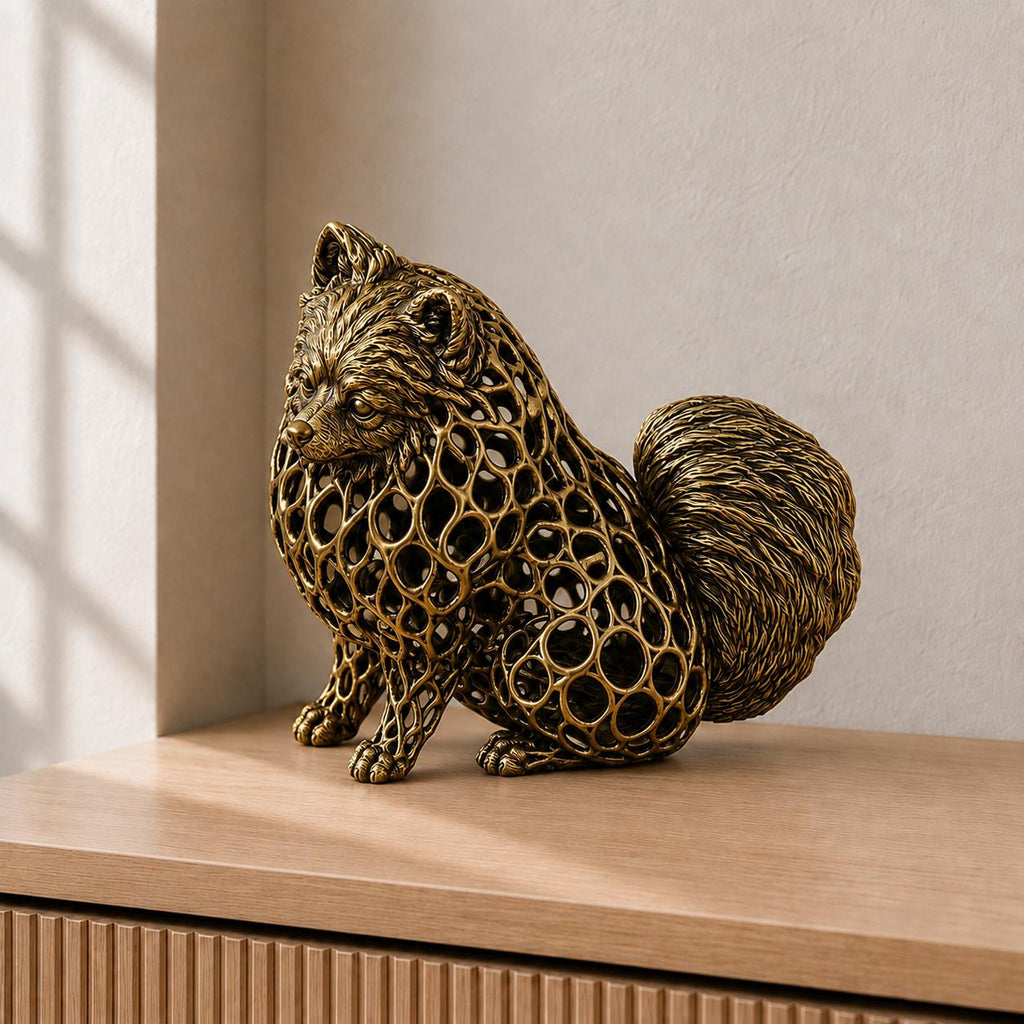 Pomeranian (Zwergspitz) in Voronoi-Optik – Hundeskulptur | Made in Germany FehnFactory