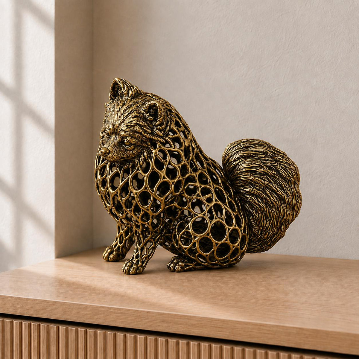 Pomeranian (Zwergspitz) in Voronoi-Optik – Hundeskulptur | Made in Germany FehnFactory