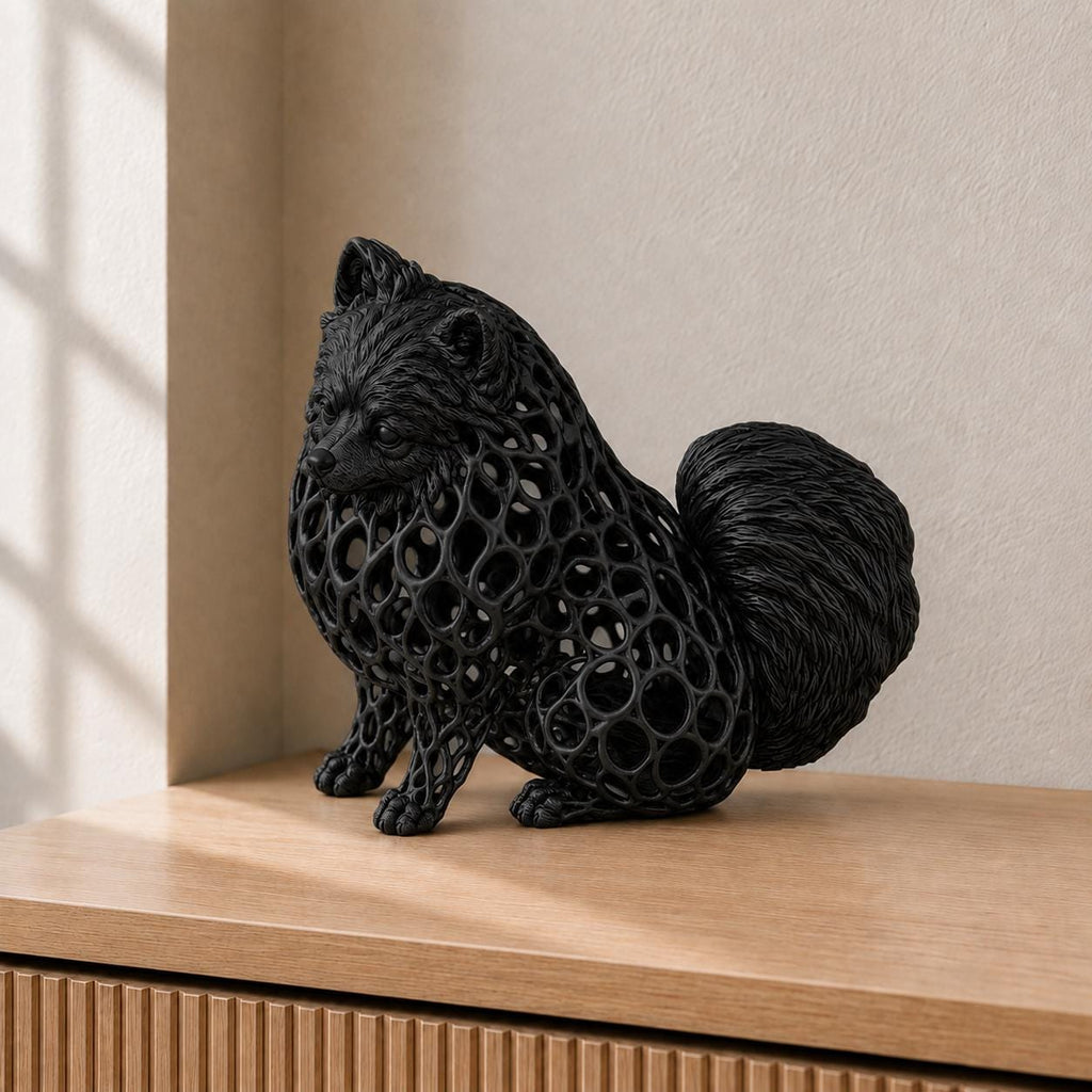 Pomeranian (Zwergspitz) in Voronoi-Optik – Hundeskulptur | Made in Germany FehnFactory