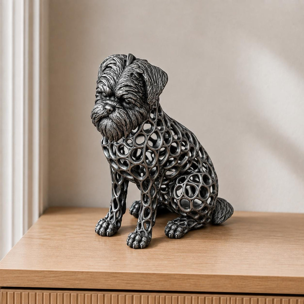 Affenpinscher in Voronoi-Optik – sitzende Hundeskulptur | Made in Germany FehnFactory