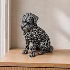 Affenpinscher in Voronoi-Optik – sitzende Hundeskulptur | Made in Germany FehnFactory