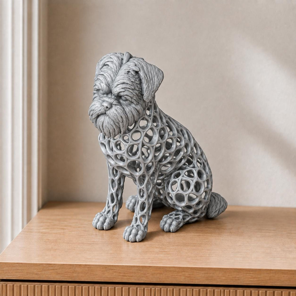 Affenpinscher in Voronoi-Optik – sitzende Hundeskulptur | Made in Germany FehnFactory