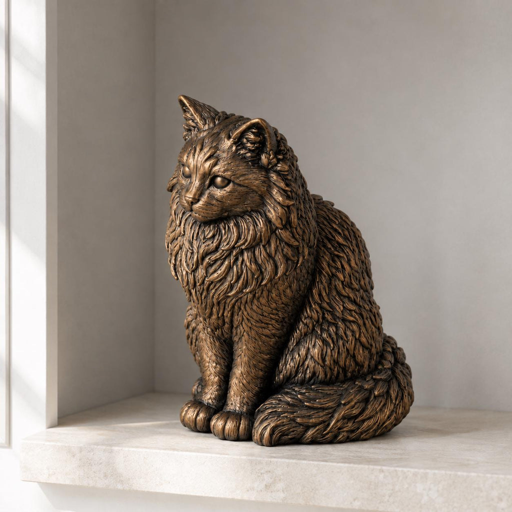 Maine Coon Katze – langhaarige sitzende Katzenskulptur | Made in Germany FehnFactory