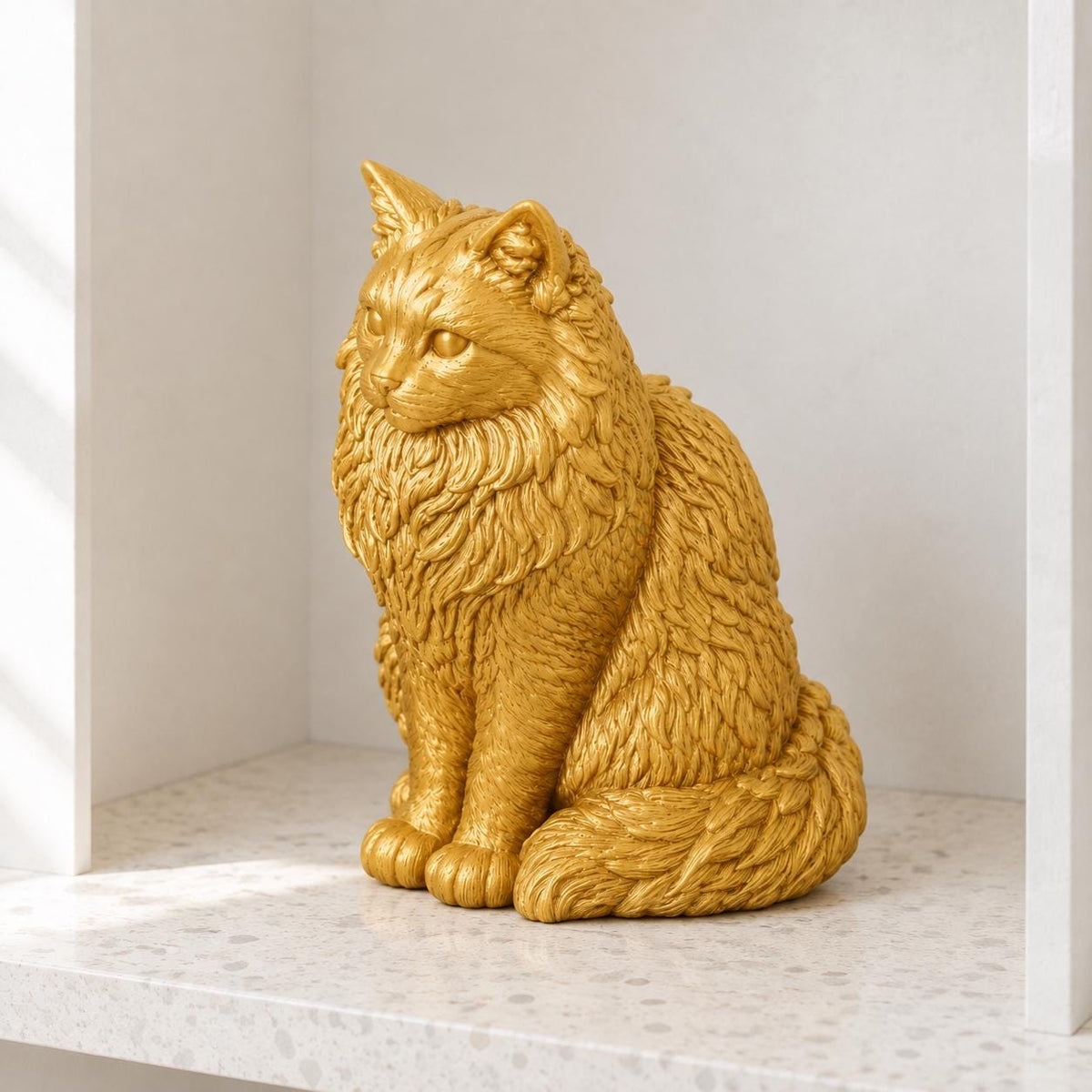 Maine Coon Katze – langhaarige sitzende Katzenskulptur | Made in Germany FehnFactory