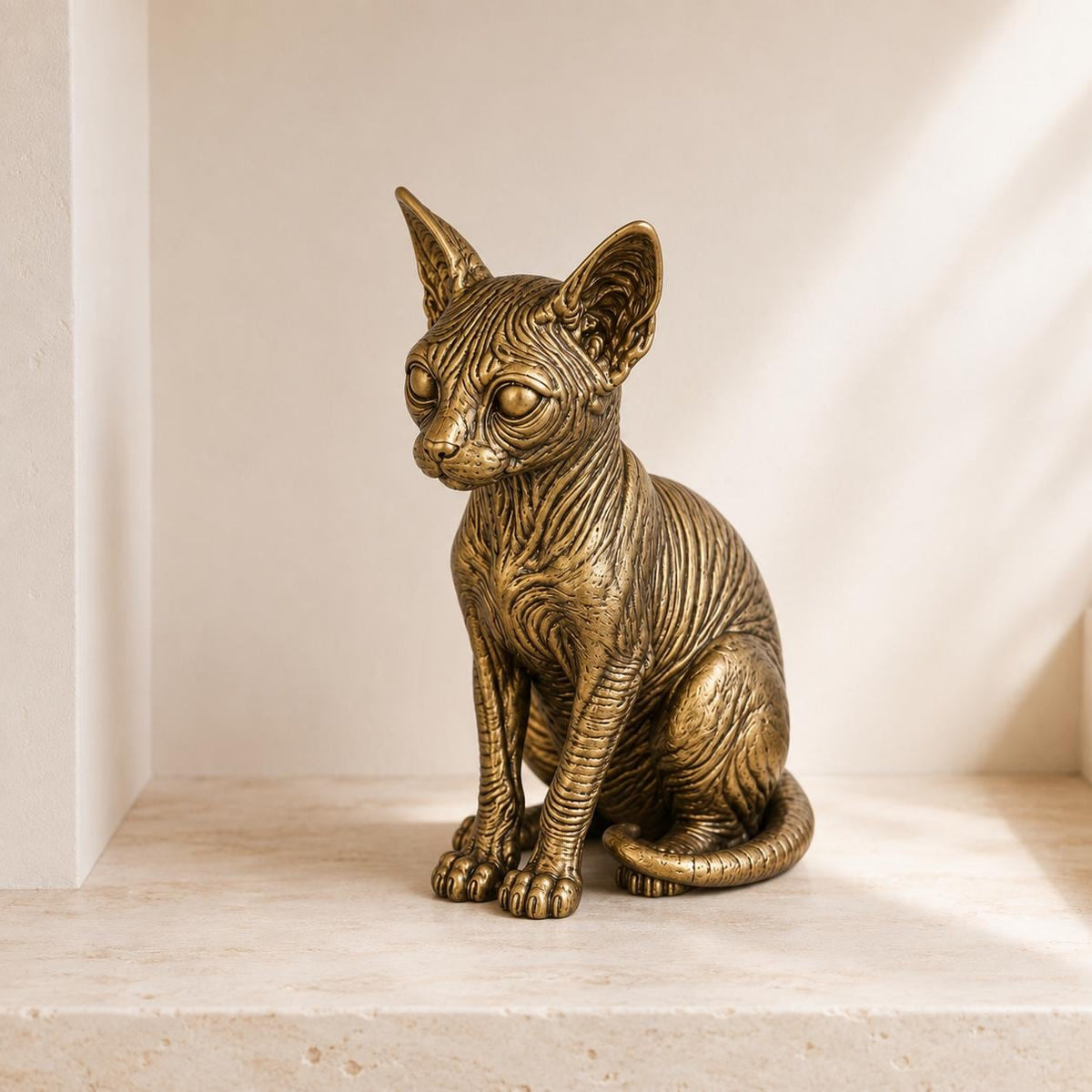 Sphynx Katze – sitzende Ganzkörper-Katzenskulptur | Made in Germany FehnFactory