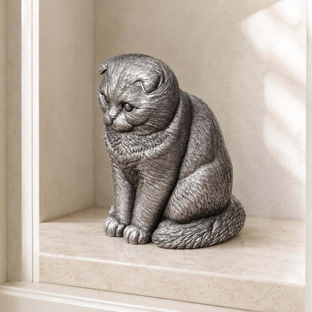 Scottish Fold Katze – sitzende Ganzkörperfigur mit Faltohren | Made in Germany FehnFactory
