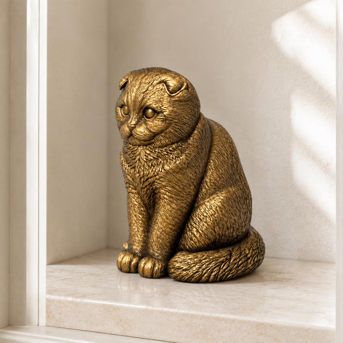 Scottish Fold Katze – sitzende Ganzkörperfigur mit Faltohren | Made in Germany FehnFactory