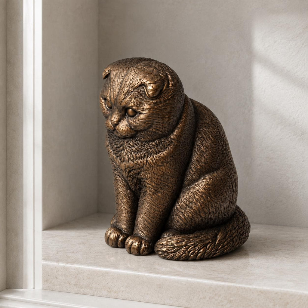 Scottish Fold Katze – sitzende Ganzkörperfigur mit Faltohren | Made in Germany FehnFactory