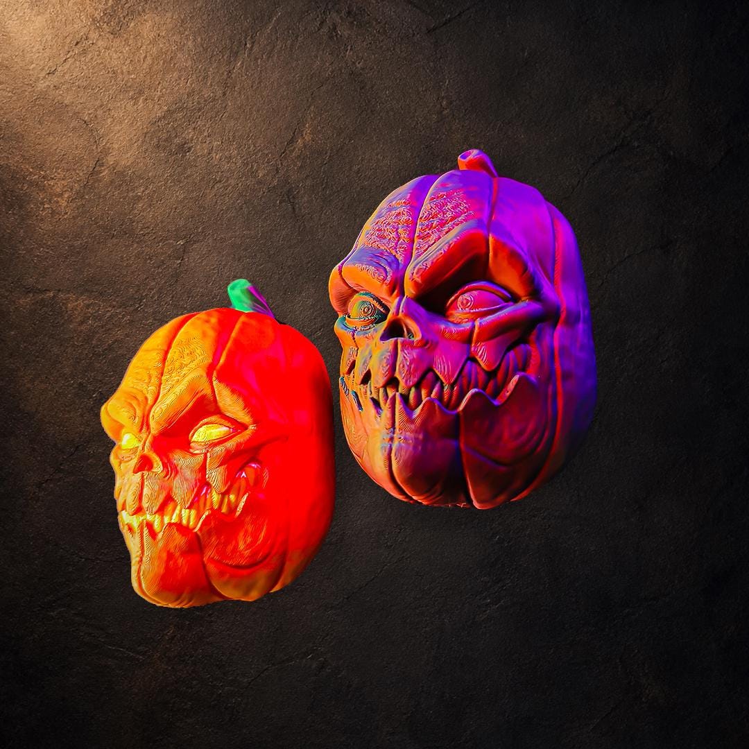 Pumpkin Wall Wanddeko – Kürbis-Schädel | 3MF-Original oder handbemalt | Pipe Cox | Made in Germany FehnFactory