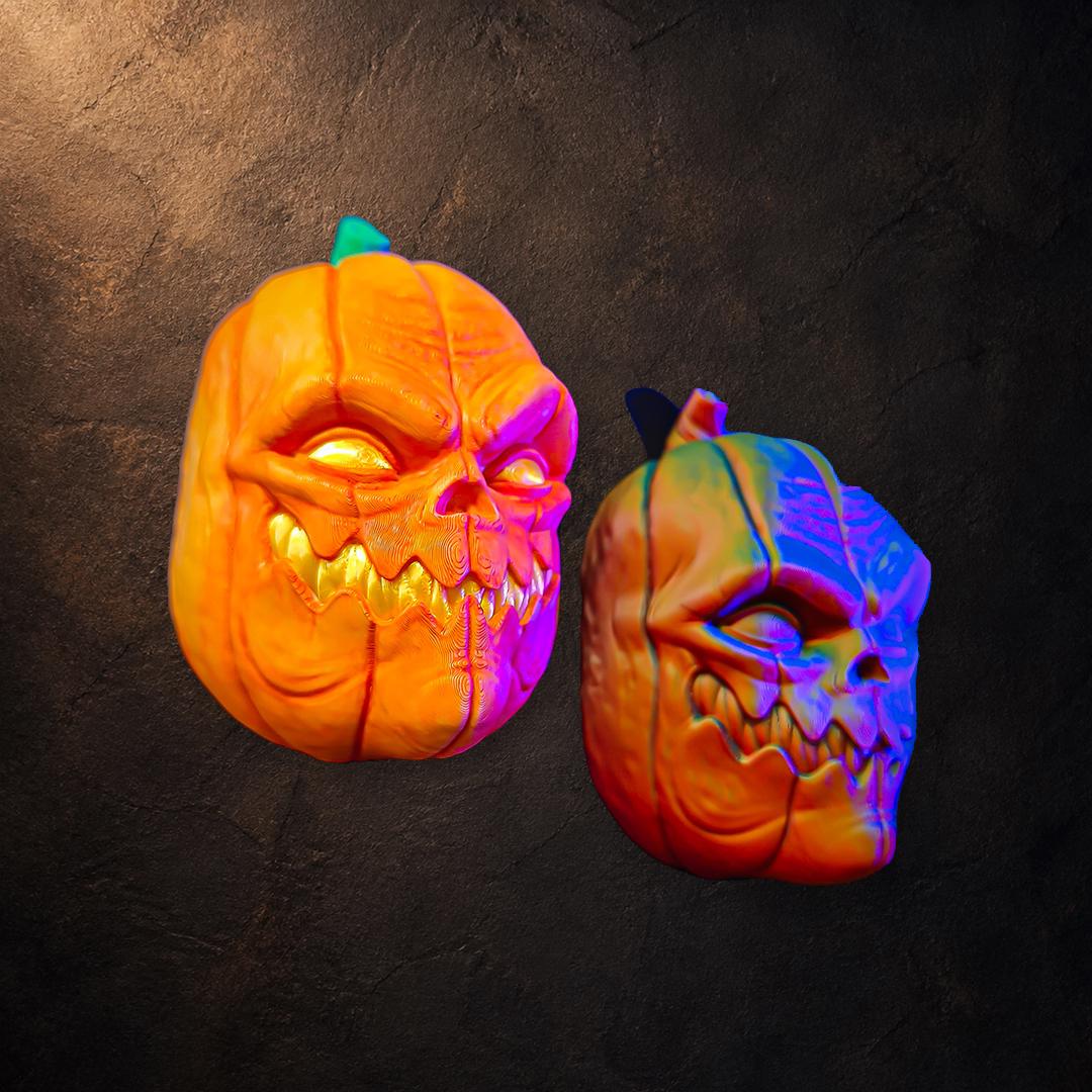 Pumpkin Wall Wanddeko – Kürbis-Schädel | 3MF-Original oder handbemalt | Pipe Cox | Made in Germany FehnFactory