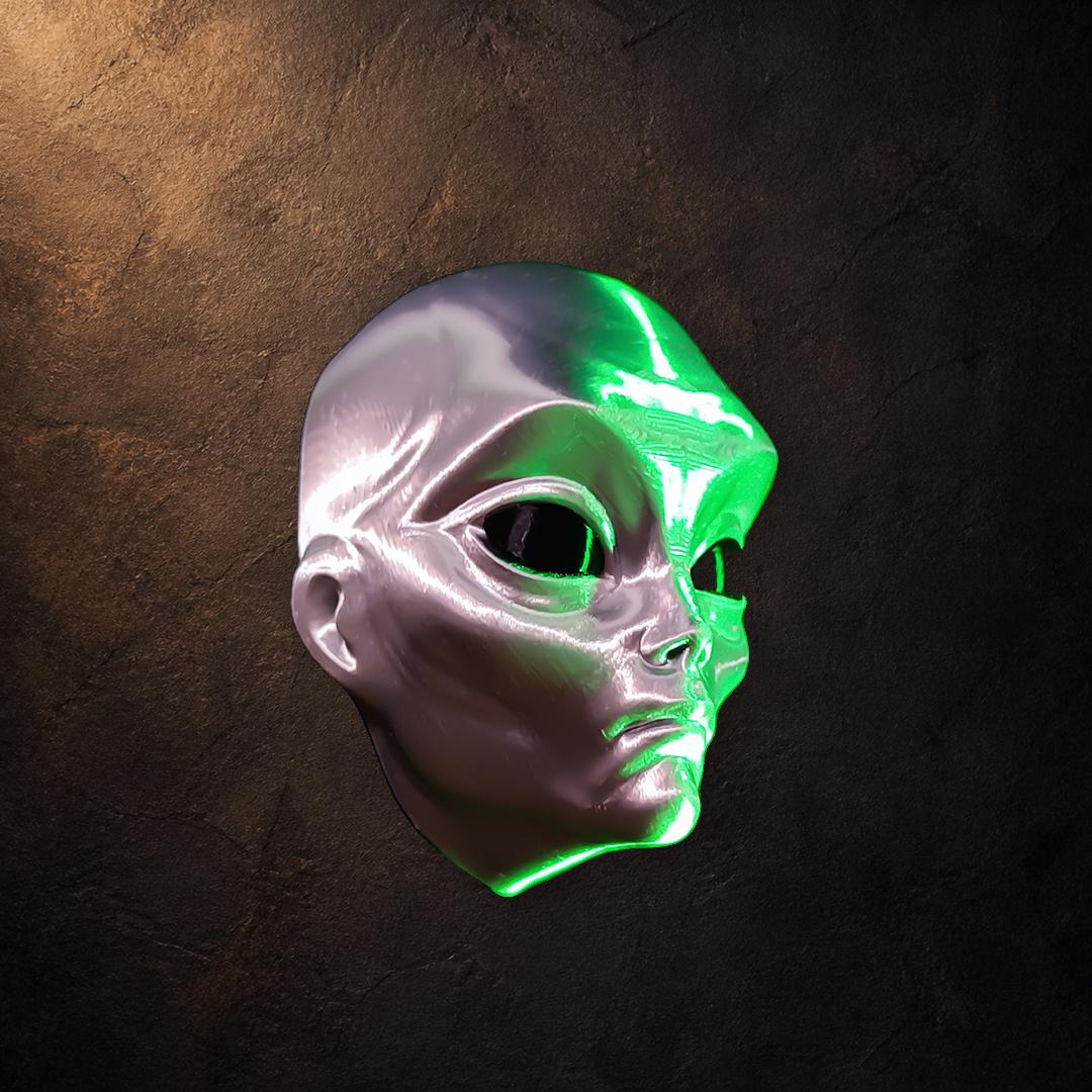 Alien Wall – Alienkopf Wanddeko | Silbergrau/Schwarz | Pipe Cox Design | ca. 11,4 cm FehnFactory