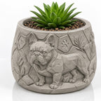 Englische Bulldogge Pflanzgefäß – Hunde Blumentopf Relief, Fensterbank Deko, Geschenkidee FehnFactory