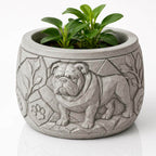 Englische Bulldogge Pflanzgefäß – Hunde Blumentopf Relief, Fensterbank Deko, Geschenkidee FehnFactory