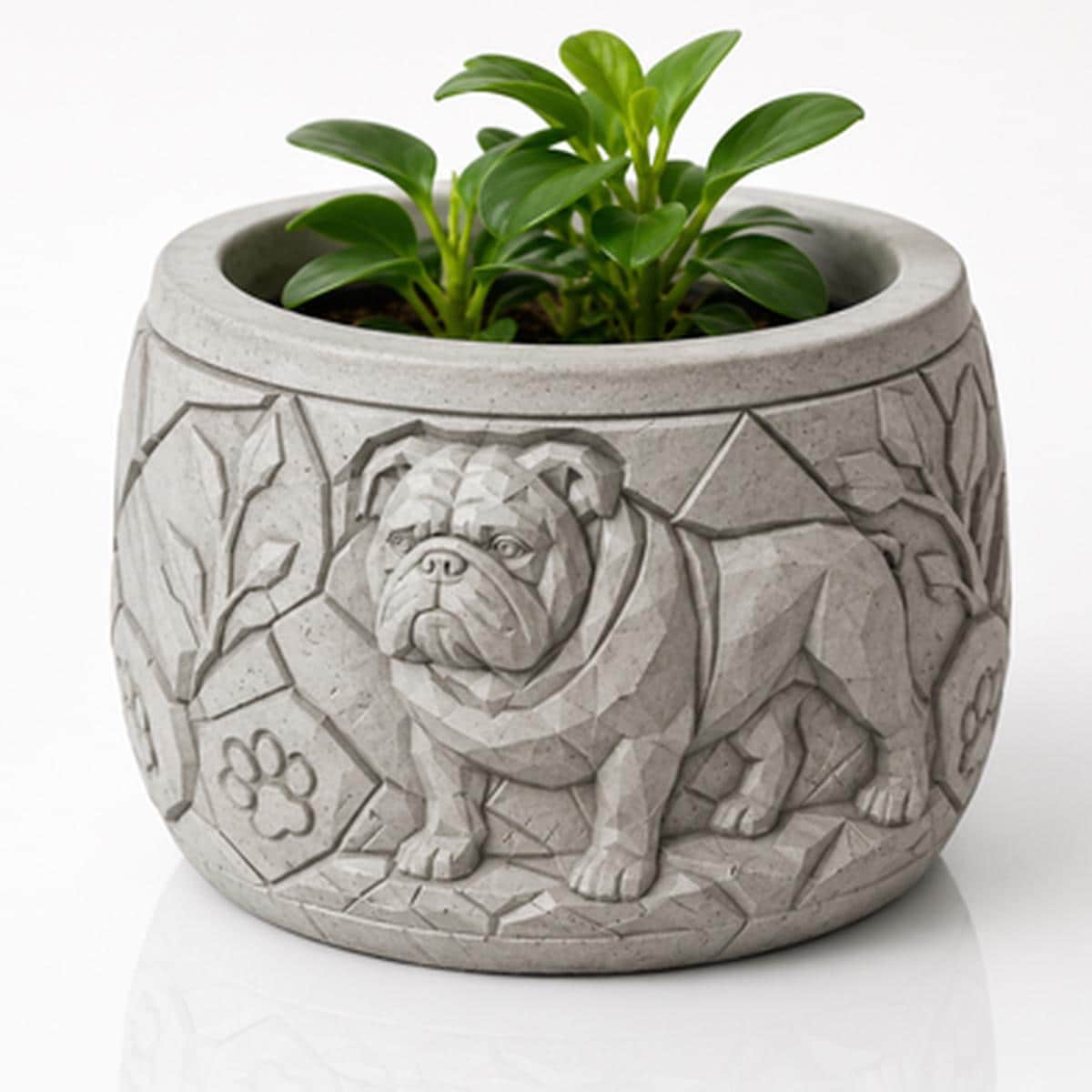Englische Bulldogge Pflanzgefäß – Hunde Blumentopf Relief, Fensterbank Deko, Geschenkidee FehnFactory