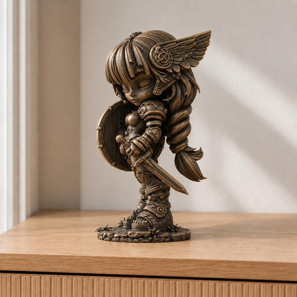 Chibi-Schildmaid – Fantasy-Ritterin mit Schwert und Schild | handbemalt oder gedruckt | Made in Germany FehnFactory