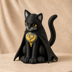 Lunas Wächterkatze – mystische Katzen-Skulptur mit Mond | Gothic-Deko | Made in Germany FehnFactory