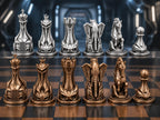 Futuristisches Fahrzeug-Schachfigurenset – komplett 32-teilig | Sci-Fi-Schach | 3 Größen & 12 Farbpaare FehnFactory