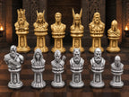 Mythisches Krieger-Schachfigurenset – komplett 32-teilig | Fantasy-Schach | 3 Größen & 12 Farbpaare | Made in Germany FehnFactory