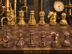 Steampunk-Zahnrad-Schachfigurenset – komplett 32-teilig | 3 Größen & 12 Farbpaare | Made in Germany FehnFactory
