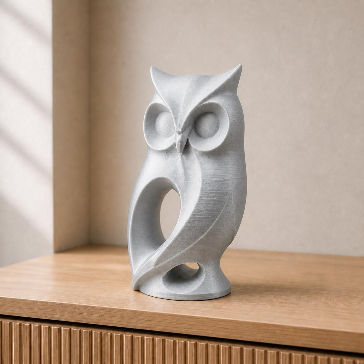 Moderne Eule – abstrakte Skulptur mit offener Silhouette | handbemalt | Made in Germany FehnFactory