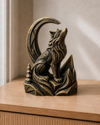 Wolfsgeist – Wolf-und-Mond-Skulptur | handbemalt | Made in Germany FehnFactory