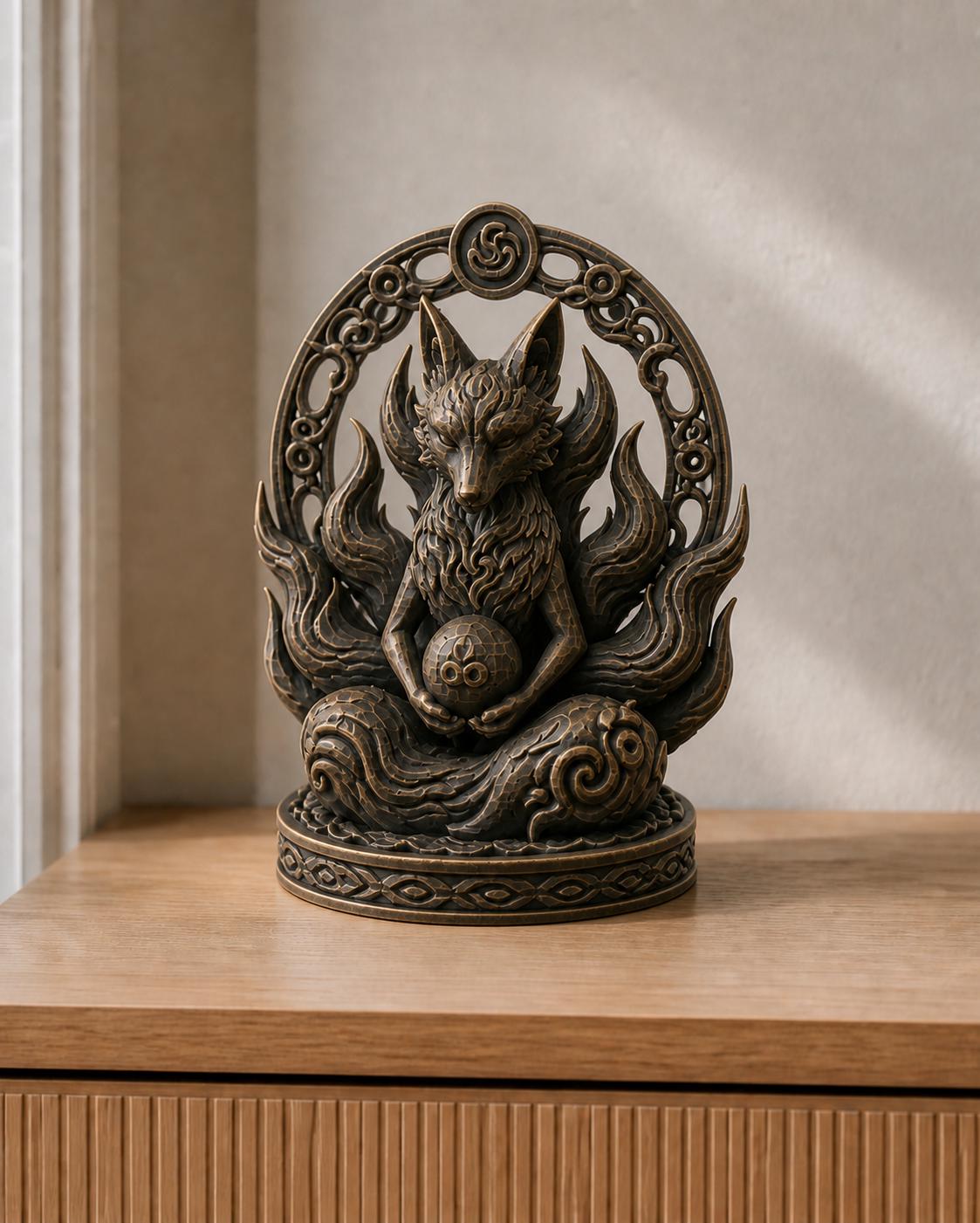 Kitsune Geist – Fuchsgeist-Skulptur | handbemalt | Made in Germany FehnFactory