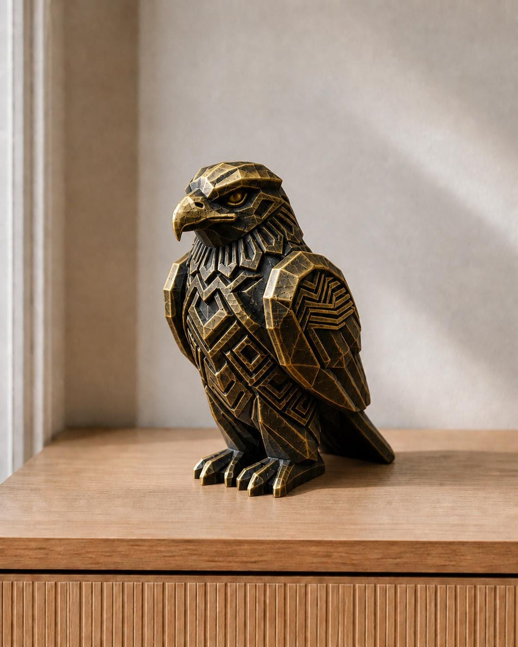 Geometric Sentinel – kantige Adlerfigur | handbemalt | Made in Germany FehnFactory