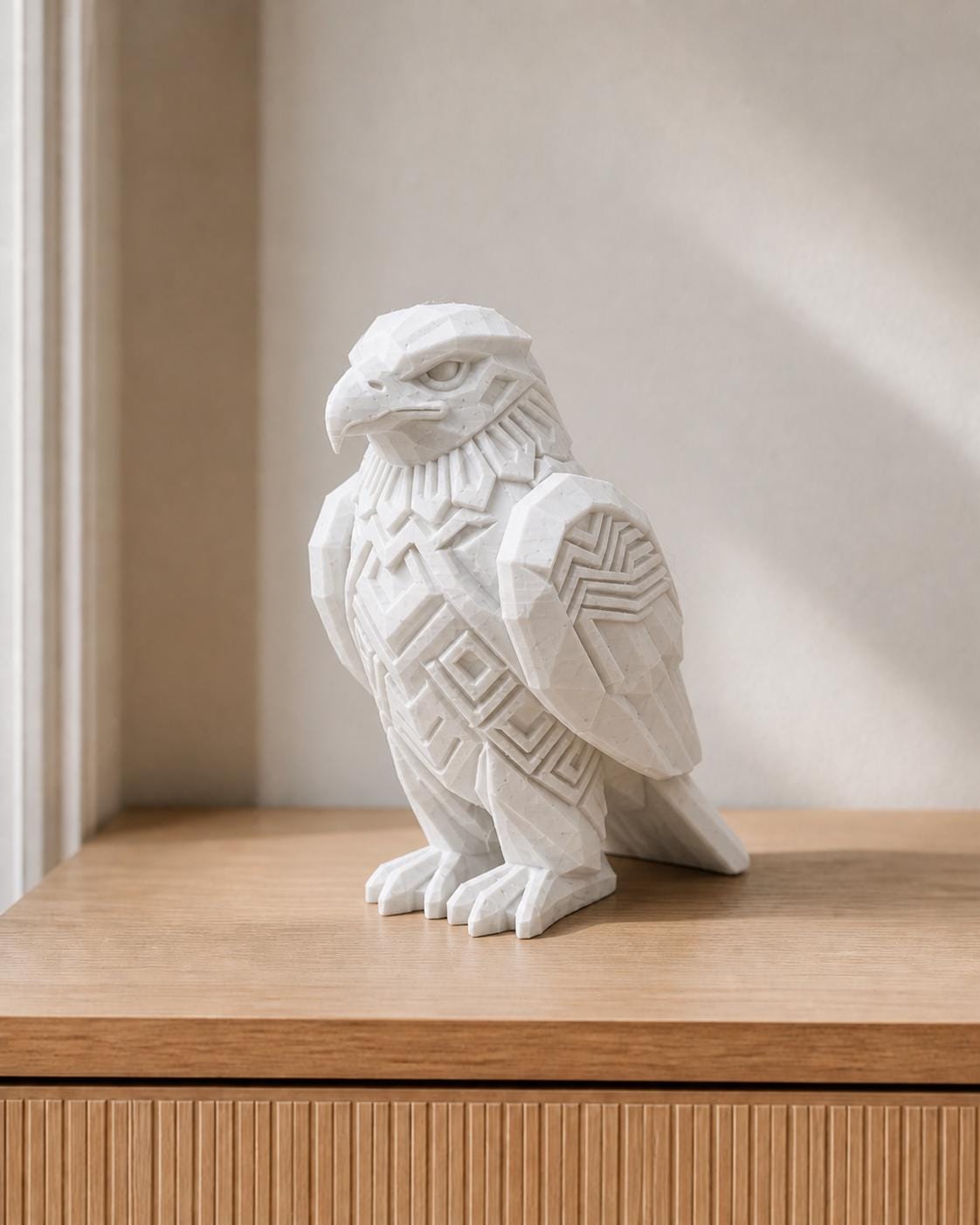 Geometric Sentinel – kantige Adlerfigur | handbemalt | Made in Germany FehnFactory