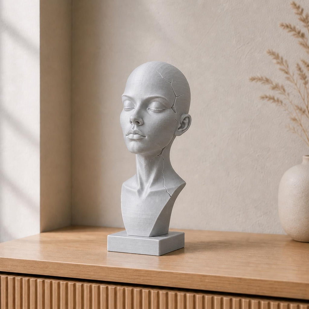 Minimalistische gebrochene Büste – moderne Frauenfigur | handbemalt | Made in Germany FehnFactory