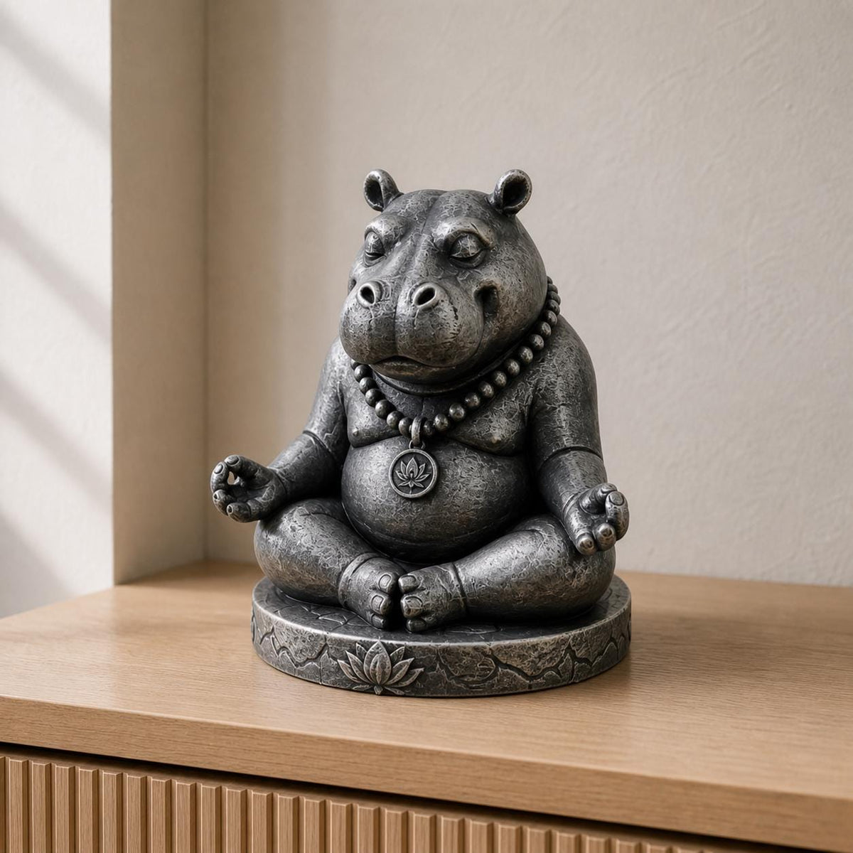 Zen-Hippo – meditierende Nilpferd-Skulptur | handbemalt | Made in Germany FehnFactory