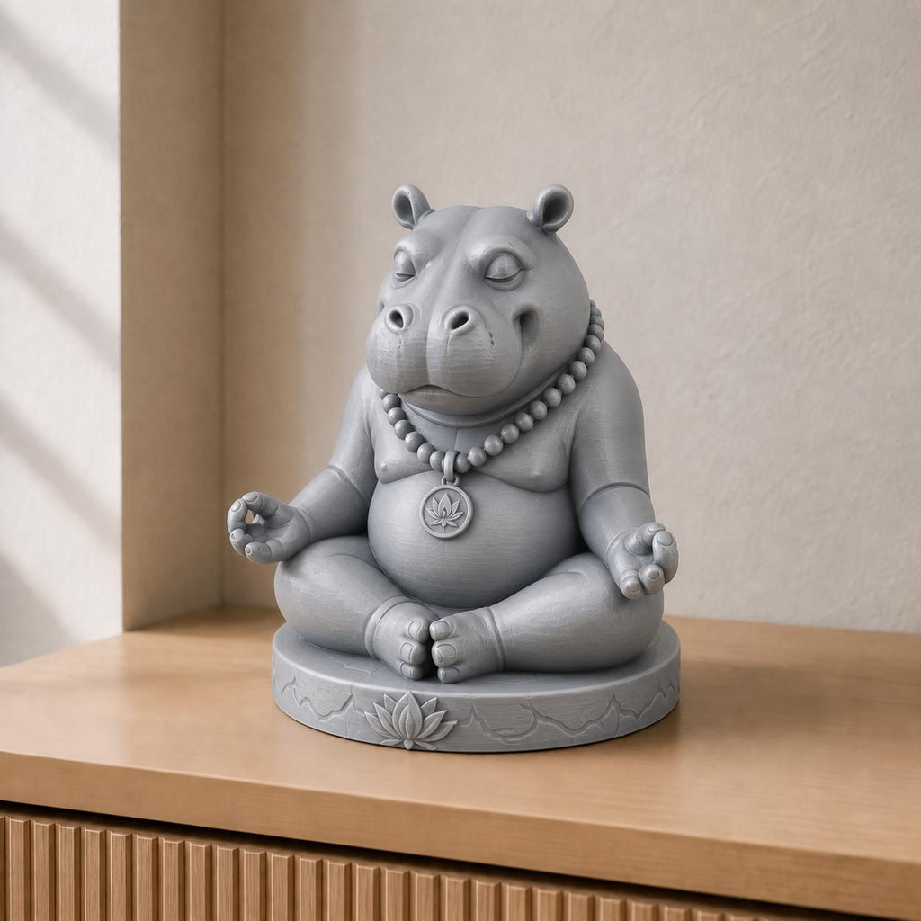 Zen-Hippo – meditierende Nilpferd-Skulptur | handbemalt | Made in Germany FehnFactory