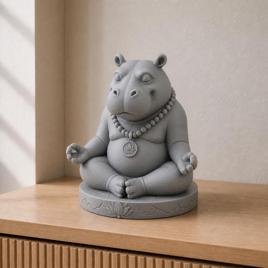 Zen-Hippo – meditierende Nilpferd-Skulptur | handbemalt | Made in Germany FehnFactory